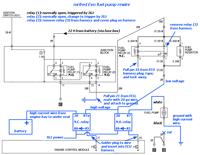 Fuel Pump Wire With High  Low Voltage Circuit