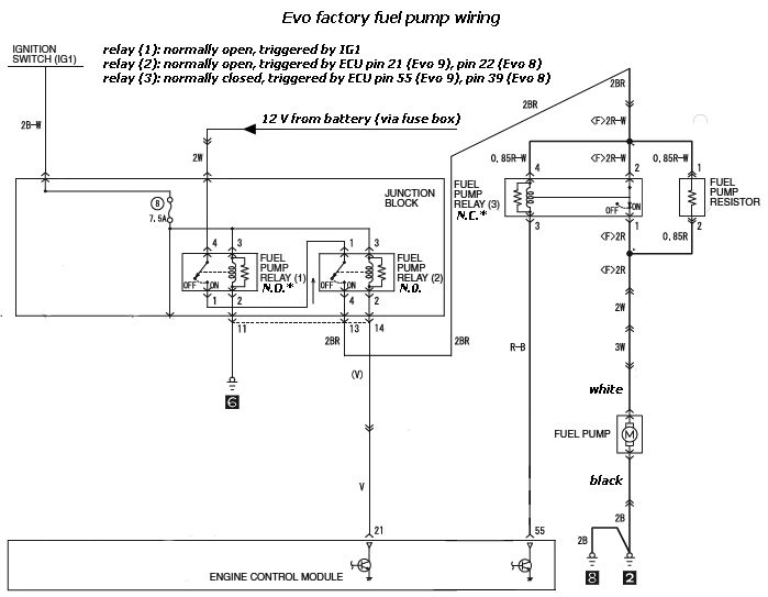 fuel pump wire with high/low voltage circuit - EvolutionM ... cat starter relay wiring diagram 