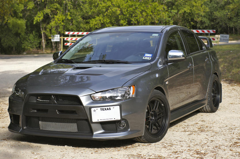 Stainless Steel Mitsubishi Evolution X Black License Plate Frame with Caps 